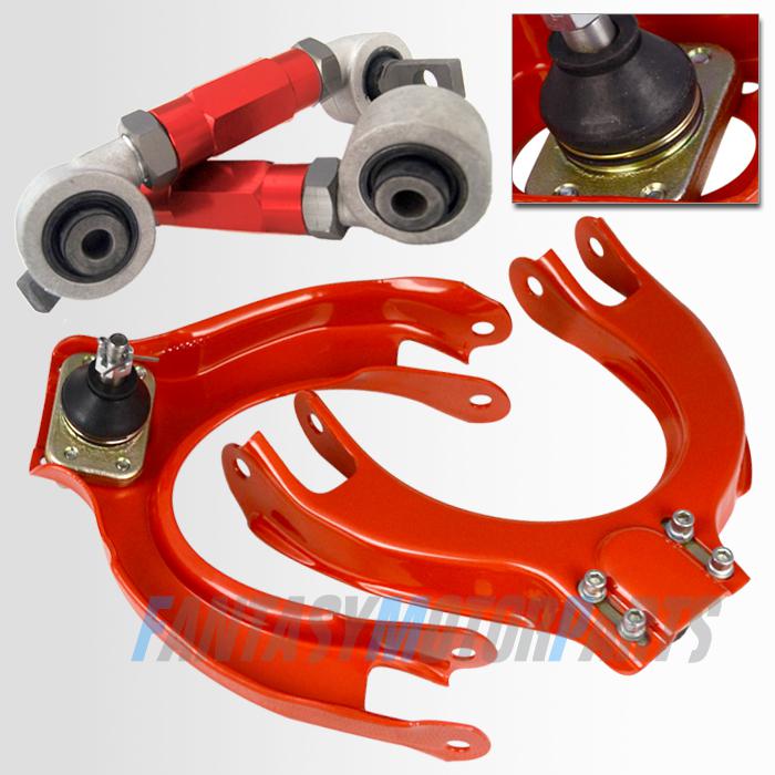 Civic crx ef red suspension adjustable front upper control arms  rear camber kit