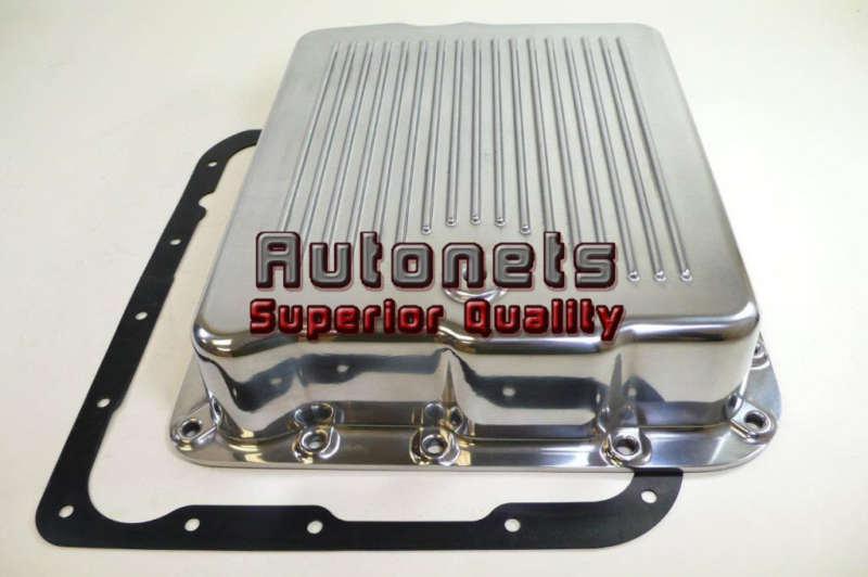 Chevy gm turbo 700r4 4l60e polished aluminum transmission pan finned extra depth