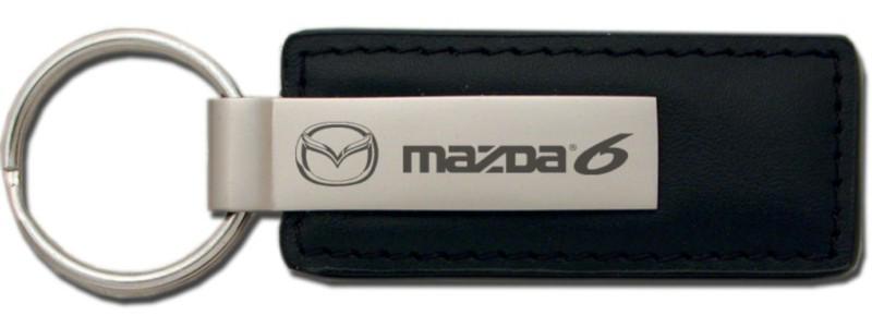 Mazda 6 black leather keychain / key fob engraved in usa genuine