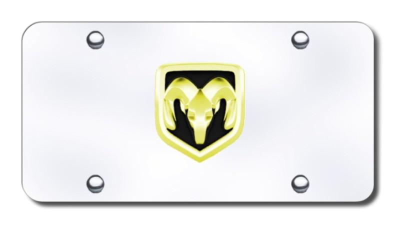 Chrysler ram oem logo gold on chrome license plate made in usa genuine