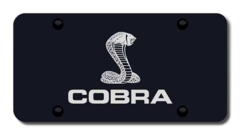 Ford cobra laser etched on black license plate made in usa genuine
