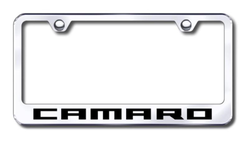 Gm camaro  engraved chrome license plate frame made in usa genuine