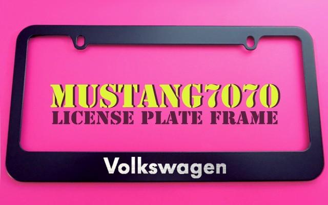 1 brand new volkswagen black metal license plate frame + screw caps