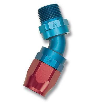 Russell 612150 hose end full flow 90 deg -6 an hose to male 1/8" npt red/blue ea