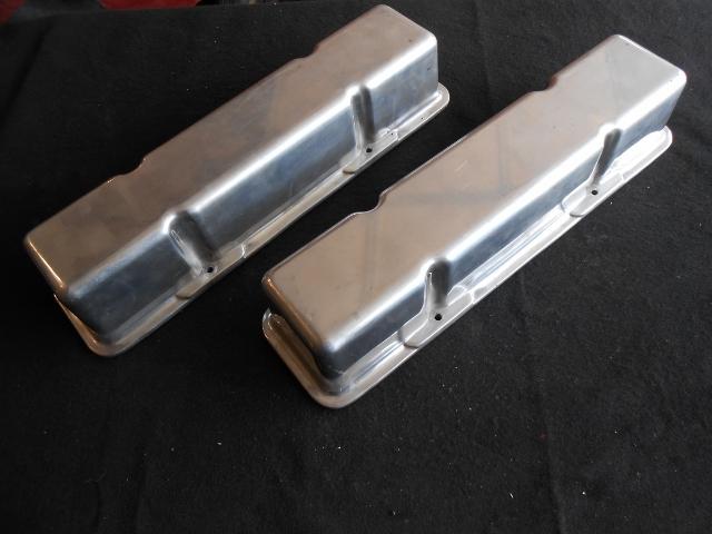Sb chevy polished aluminum tall valve covers rat rod gasser 283 327 350 400 383