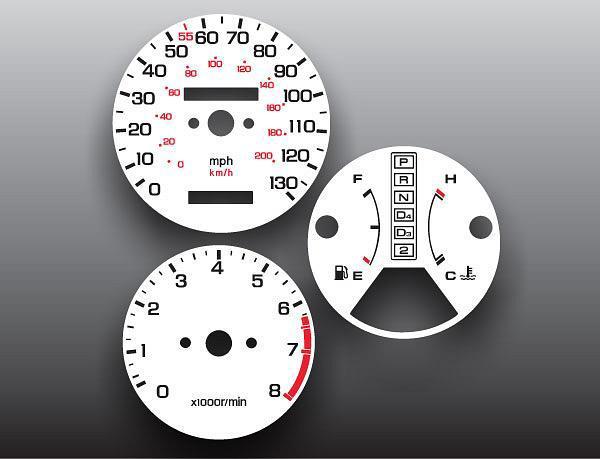 1987-1989 honda accord instrument cluster white face gauges