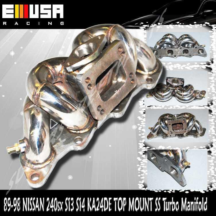 89-98 nissan 240sx s13 s14 ka24de top mount turbo stainless steel manifold new!