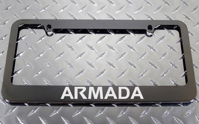 1 brand new nissan armada gunmetal license plate frame +screw caps