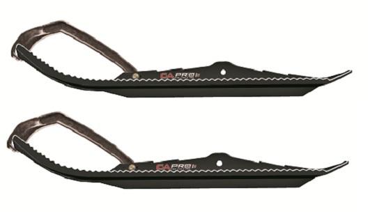 Pair of green c&a pro boondocking xtreme 7 1/4 snowmobile skis w/black c&a loops