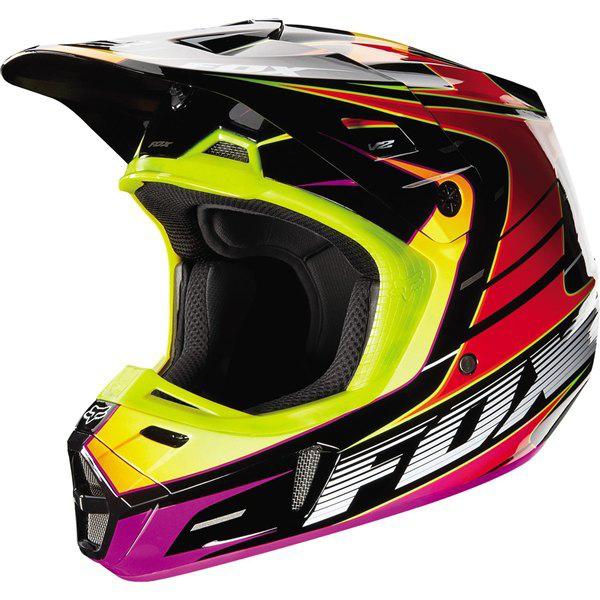 Red/yellow s fox racing v2 race helmet 2013 model