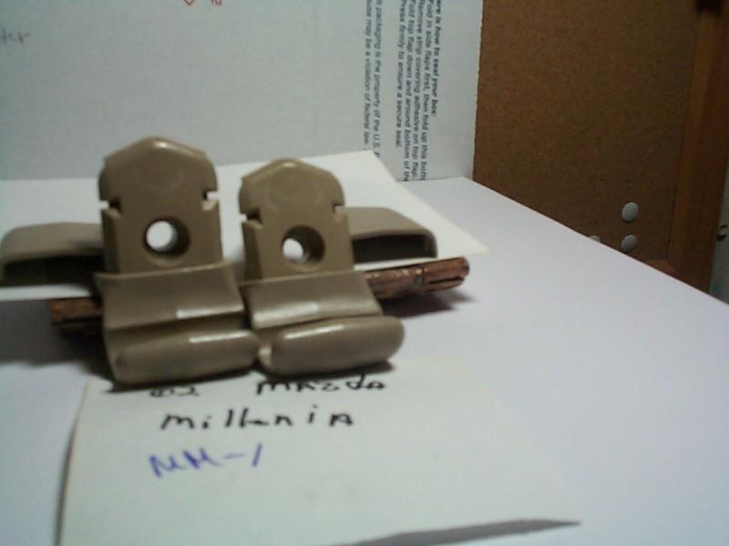 2 pc set 01-02 mazda millenia medium beige sun visor clips w/ screws /cover  mm1