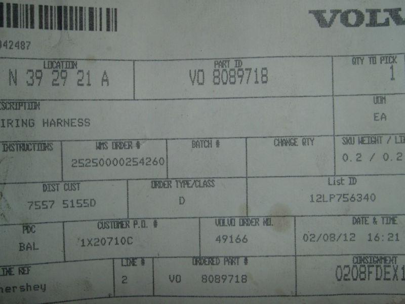 Buy BRAND NEW Volvo Truck Wiring Harness 8089718 Free Shipping! in