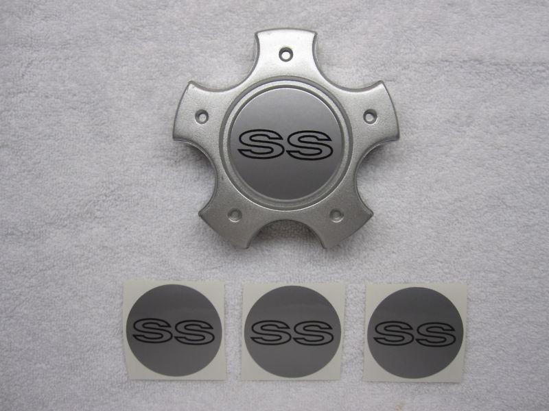 1996-2002 camaro ss 10 spoke center cap decals - silver w/black letters
