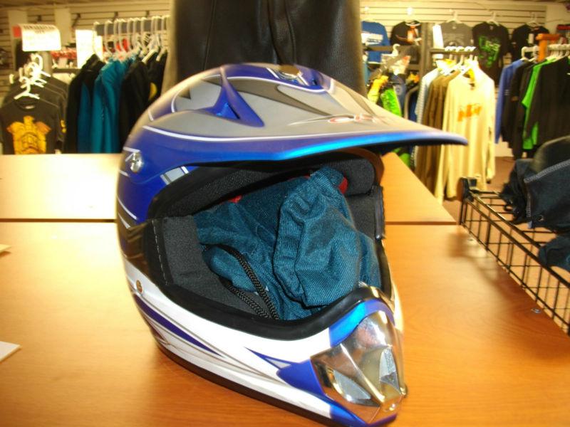 New dirtbike youth helmet blue/silver size small