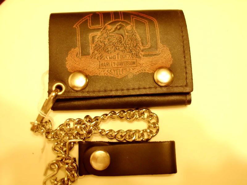 Harley-davidson trifold wallet nos vintage 80's 14 " chain, 