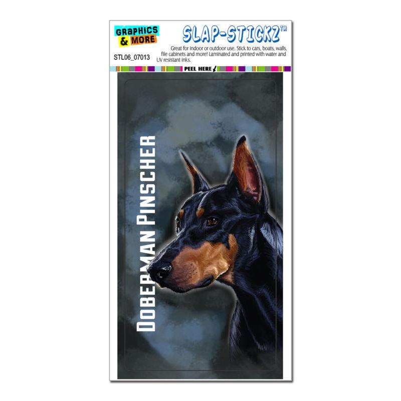 Doberman pinscher black on blue - dog pet - slap-stickz™ window bumper sticker