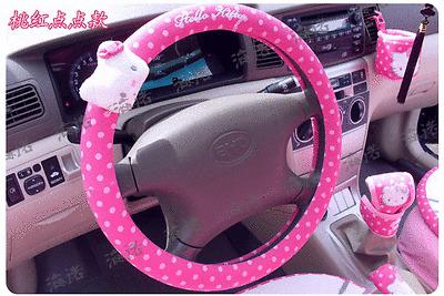 Hello kitty dot auto car steering wheel holder covers 38cm  pink