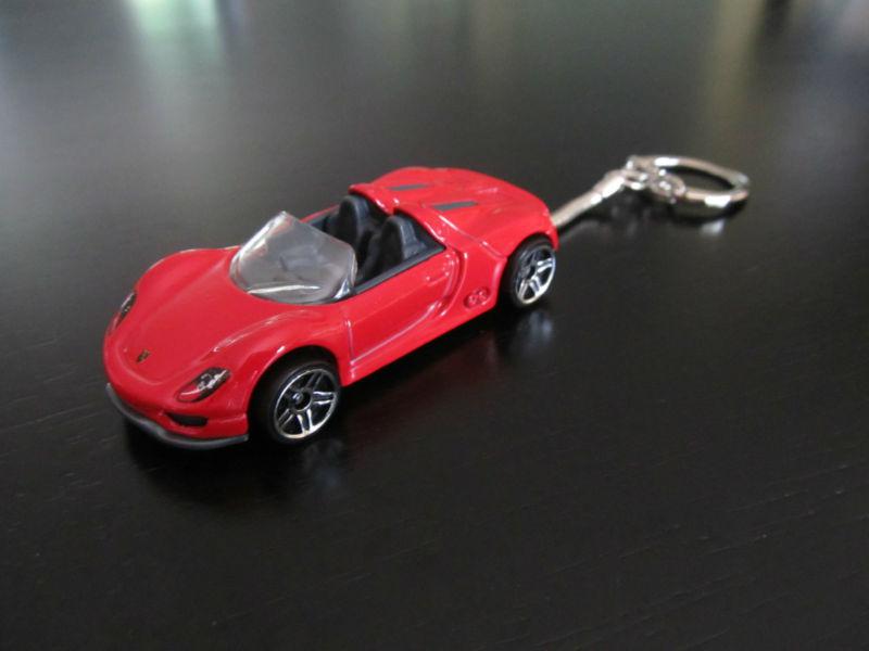 Porsche 918 spyder red diecast car keychain keyring, backpack hang, ornament