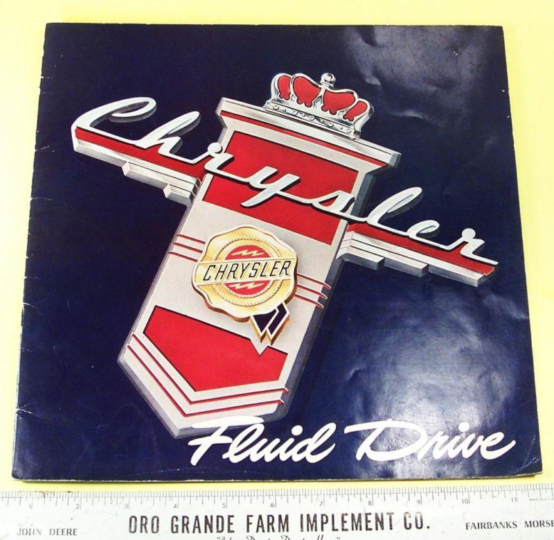 1942 chrysler "fluid drive", large deluxe sales catalog 20 pages original