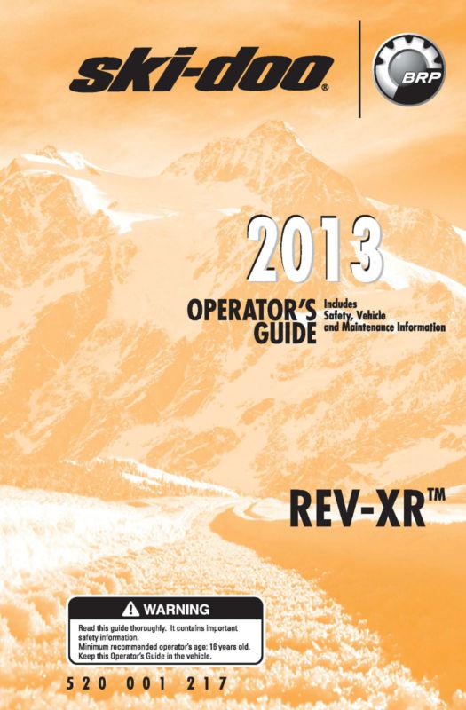 Ski-doo snowmobile owners manual 2013 rev-xr series  