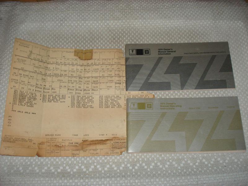 1974 pontiac owners manual plus extras nr rare packet