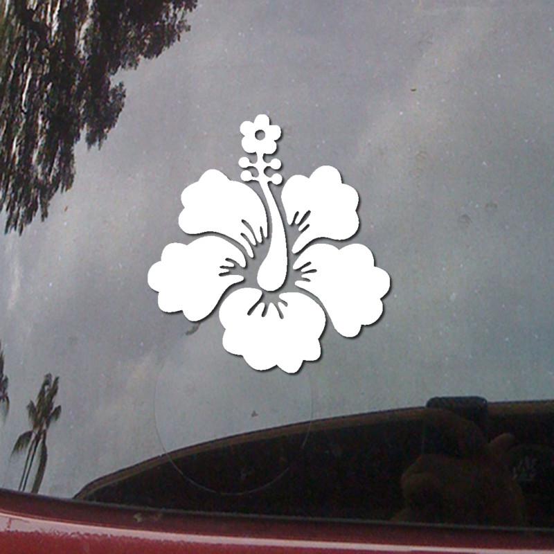 3 inch hibiscus flower - hawaii car truck boat vinyl decal window sticker h34m-a