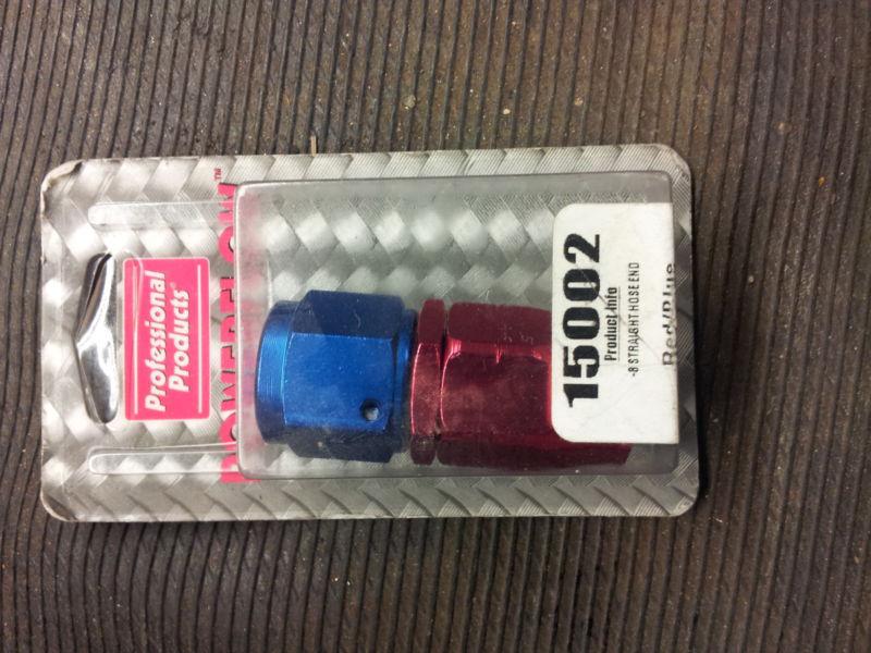 Professional products 15002 powerflow straight hose end size -8 an red/blue