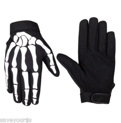 Biker mechanics skull skeleton bone goth gloves 2xl new