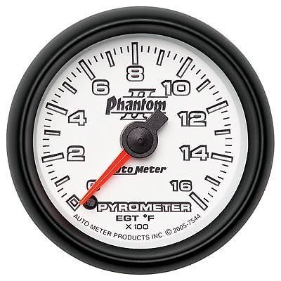 Autometer 7544 phantom ii 2-1/16&#034; 0-1600 f full sweep electric pyrometer e.g.t.