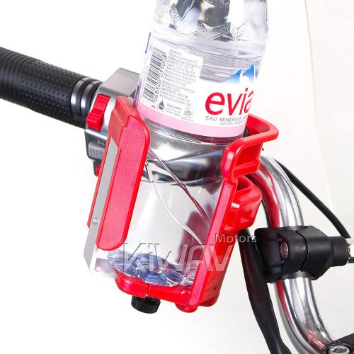 Red beverage holder for motorcycle atv scooter 7/8&#034; handlebar