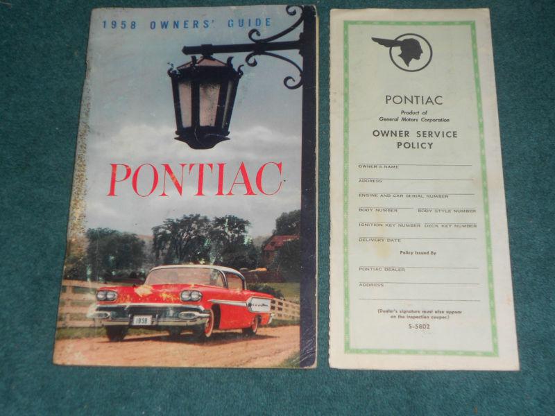 1958 pontiac owner's manual set / original guide & warranty / good condition