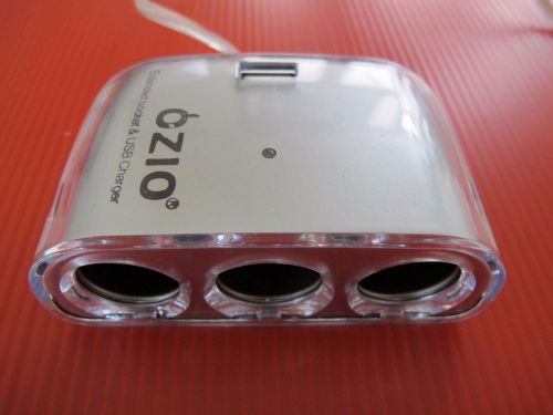 Ozio 3 way socket usb car lighter cigarette splitter adapter charger 12v 24v sil