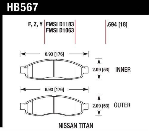 Hawk performance hb567f.694 disc brake pad fits armada pathfinder qx56 titan