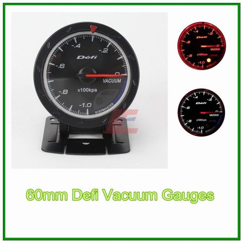 60mm def advanced  vacuum gauge amber red/ white lights black face auto meter