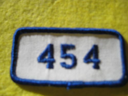 Vintage chevrolet 454 engine blue white uniform patch 2 7/8&#034;x1 1/4&#034;