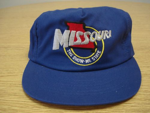 Missouri the show-me state baseball cap/hat ~blue w/4 color embroidery~adjust.