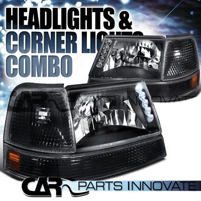 98-00 ranger led drl headlights black+corner turn signal bumper lamp w/ amber