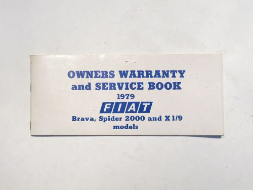 Fiat spider 2000 x 1/9 &amp; brava nos factory owners warranty &amp; service book  3249