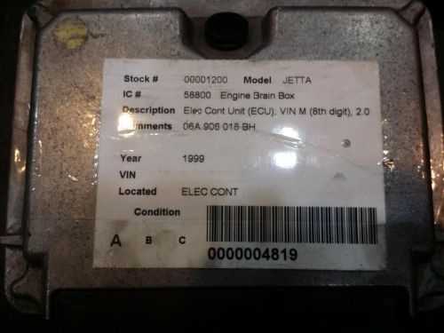 Volkswagen jetta engine brain box electronic control module; vin m (8th digit)