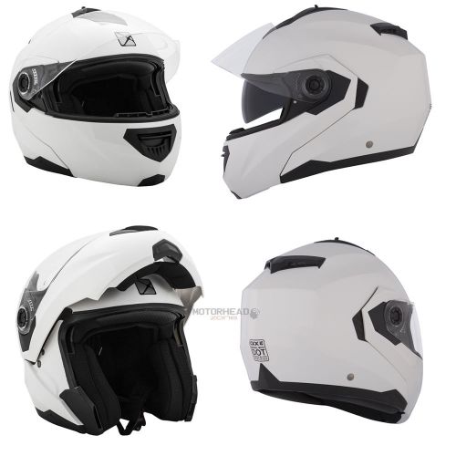 Motorcycle helmet modular flip up ckx m910 rsv white glossy small full face