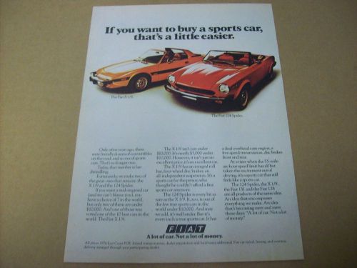 1976 fiat 124 spider &amp; x1/9  advertisement, vintage ad