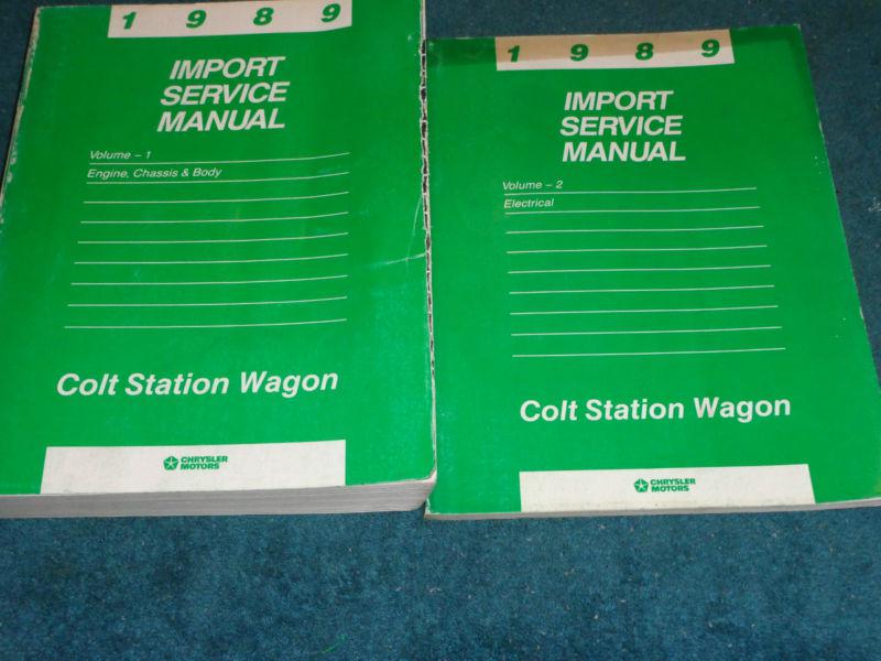 1989 dodge colt station wagon shop manual set /  orig 2 piece shop set