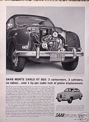 1964  saab monte carlo gt 850 original vintage ad cmy store 4more  5+= free ship