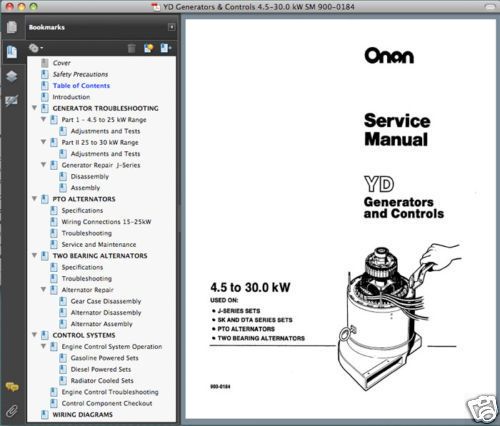 Onan yd generator alternator control service manual &amp; parts catalog -5- manuals