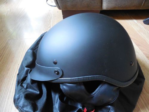 New flat black epic motorcycle helmet size l 59-60 1/2 face w/ bag ky-205 dot