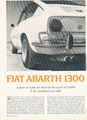1969 fiat abarth 1300 classic original roadtest article - pe9