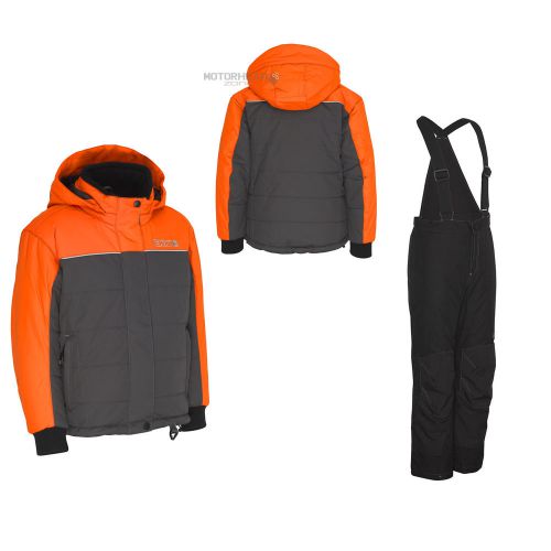 Snowmobile ckx frosty jacket pants suit kid youth 10 grey/orange bib winter coat