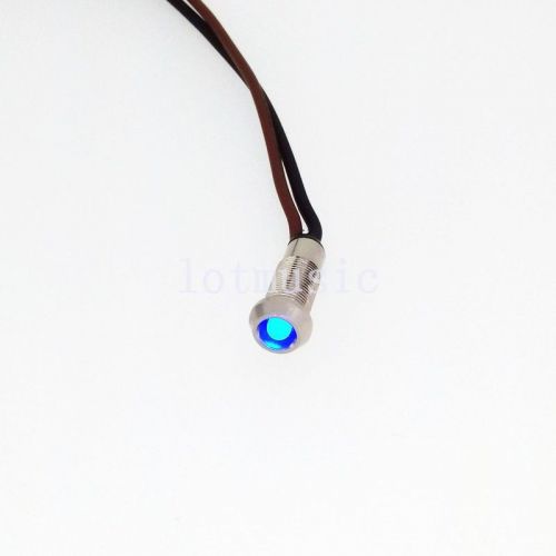 15pcs 6mm 12v blue led metal indicator pilot dash light lamp with wire lead