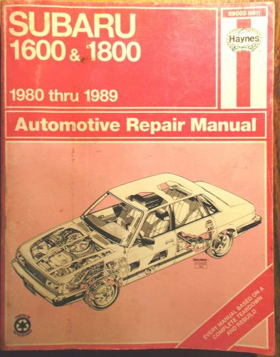 1980-1989 subaru 1600 &amp; 1800 haynes automotive repair service shop manual 89003