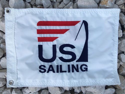 Us sailing flag white 12&#034;x18&#034; embroidered flag